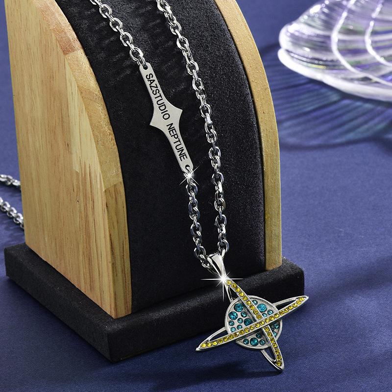 Diamond Planet Universe Long Necklace Unisex Fashion Universe Star Sweater Chain