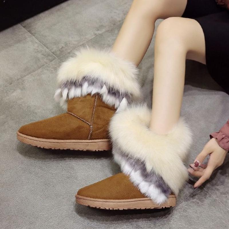 Fashion Winter Round Toe Plush Mid Calf Furry Snow Boots for Women High Quality Hot Woman Shoes Non Slip Lamb 2025 New in Y2k Footwear