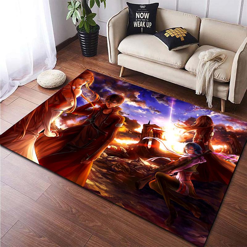 Hot Anime SAO Sword Art Online Modern House Living Room Floor Matte Bedroom Carpet Poster Mat Pattern Decorative Square Rug Gift