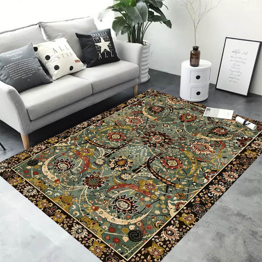Boho Area Rugs Washable Vintage Modern Neutral Large Flannel Carpet for Dinning Room Living Room Bedroom Farmhouse Non Slip Mat