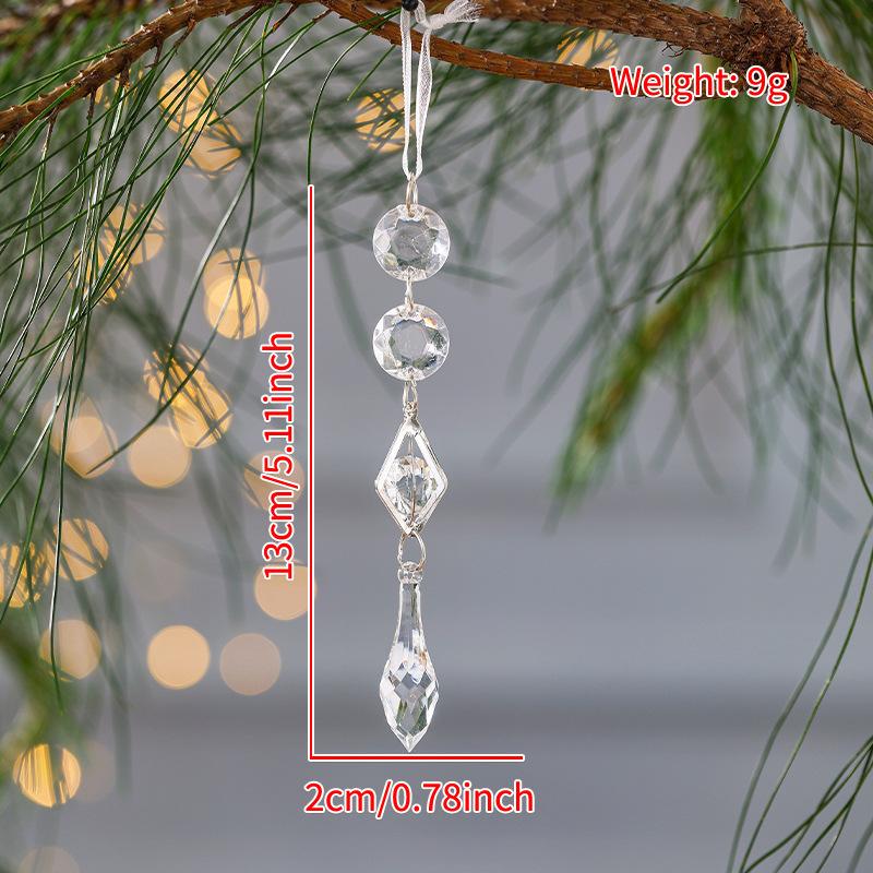 Transparent Acrylic Indoor Snowflake Crystal Ice Pendant Pearl Water Drop Hanging String Christmas Tree Ornament Pendant