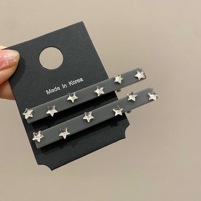 Звездные Заколки для Волос Женские Блестящие Зажимы-Уточки Боковые Заколки Милая Простота Модные Заколки для Девочек Заколки для Челки серый
