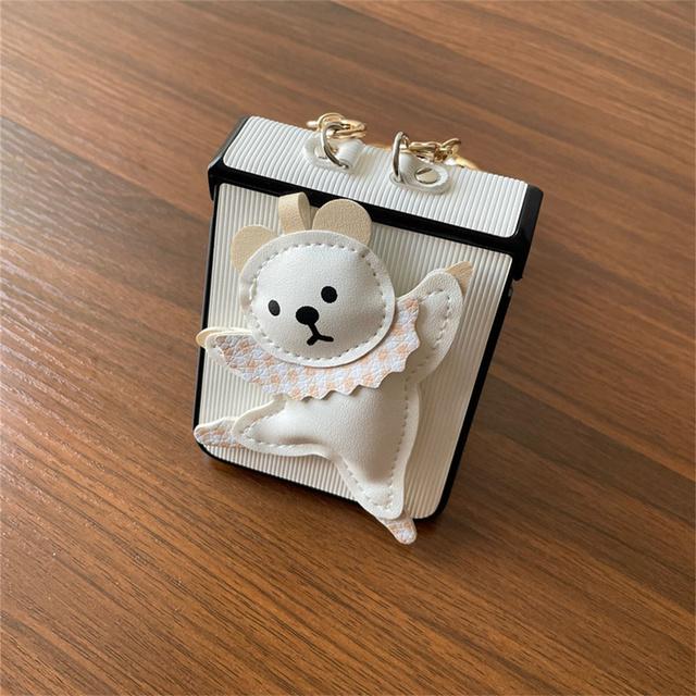 

Корейский милый мультяшный танец медведя в полоску чехол с кожаным браслетом для Samsung Galaxy Z Flip 3 4 5g Z Flip3 4 Zflip3 чехол Samsung Z Flip 4