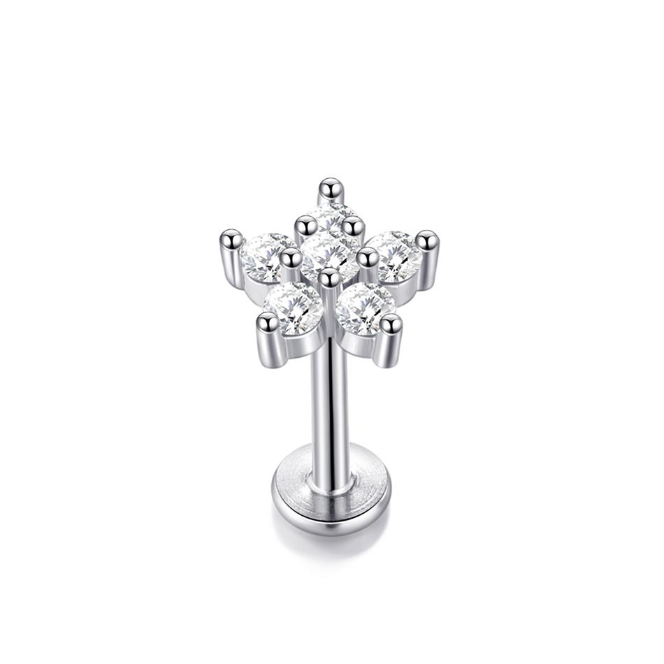 

1PC Lip Stud Stainless Steel Ear Piercing Earring Nail Moon Ring Crystal Flower Cross Cartilage Tragus Screw Body Jewelry New 1.2X8mm