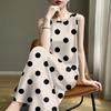 Summer Polka Dots Tank Dress for Women Casual Crew Neck Beach Vacation Sundress Loose Sleeveless Midi Dress