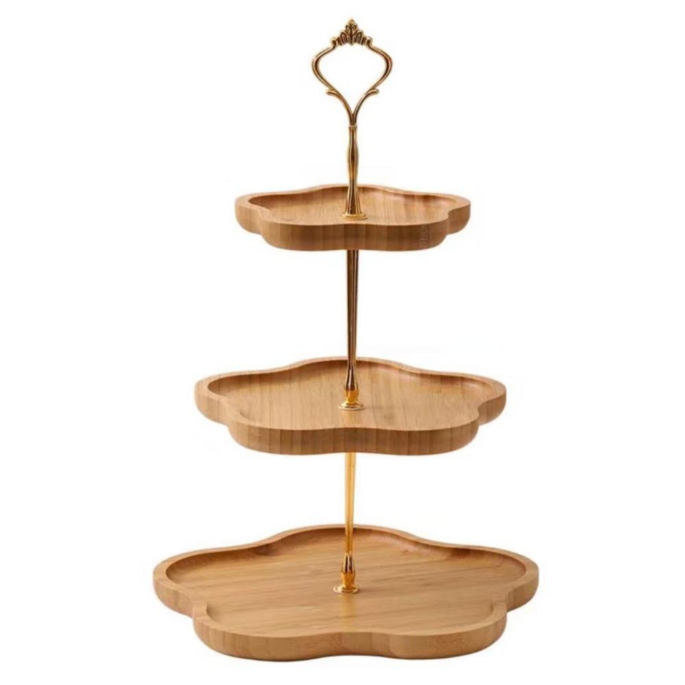 2/3Layer Snack Storage Plate Bamboo Dried Fruit Basket Simple Candy Dessert Tray Coffee Table