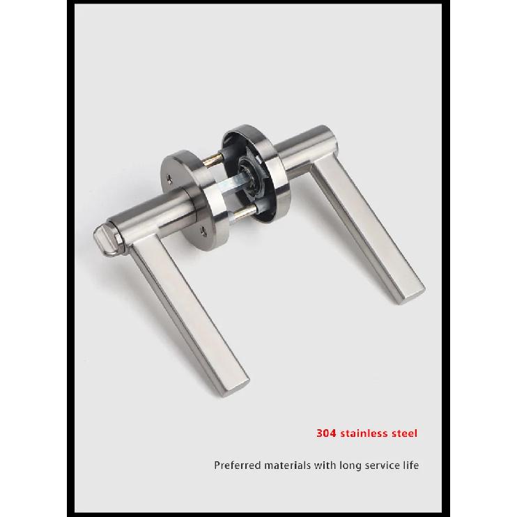 304 Stainless Steel Three-pole Handle Lock Single Tongue Bathroom Interior Door Lock Aisle Fire Door Door Lock With Key