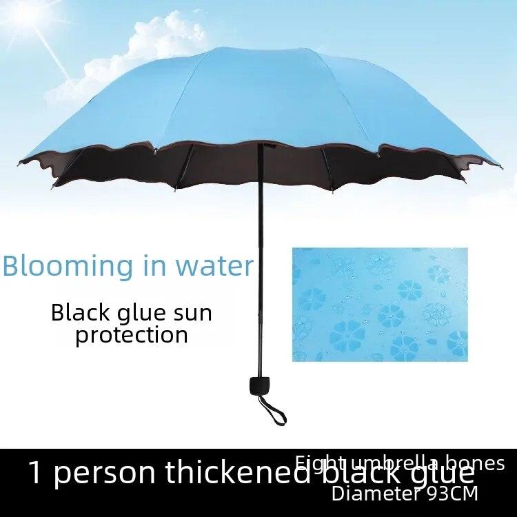 Women's Umbrella Sunshade Rain Sun Dual Purpose Thickened Black Glue Sunshade Umbrella Foldable Fold Uv Protection