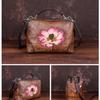 Vintage Leather Female Baotou Layer Cowhide Printed Handbag Texture Handmade Lotus Pillow Bag