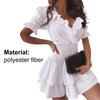 Stylish Dress V-neck Skin-friendly Breathable Ruffled V-neck Elastic Waist Women Dress for Date