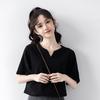 Summer Solid Color Casual Versatile Short Sleeve Women's Loose Style V-Neck T-shirt Commuter Top Fashion Women's Wear