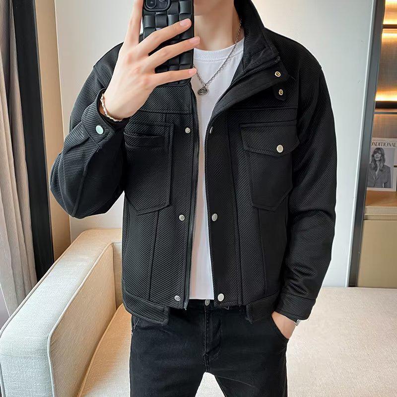 Men's Slim Casual Stand Collar Jacket - Trendy Workwear for Autumn/Winter 2023