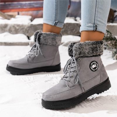 Botas de Nieve Mujer Zapatos de Piel Mujer Con Cordones Botines Mujer Plataforma Botas Cálidas para Tobillo Moda Botas de Invierno para Mujer Botas Botas Mujer