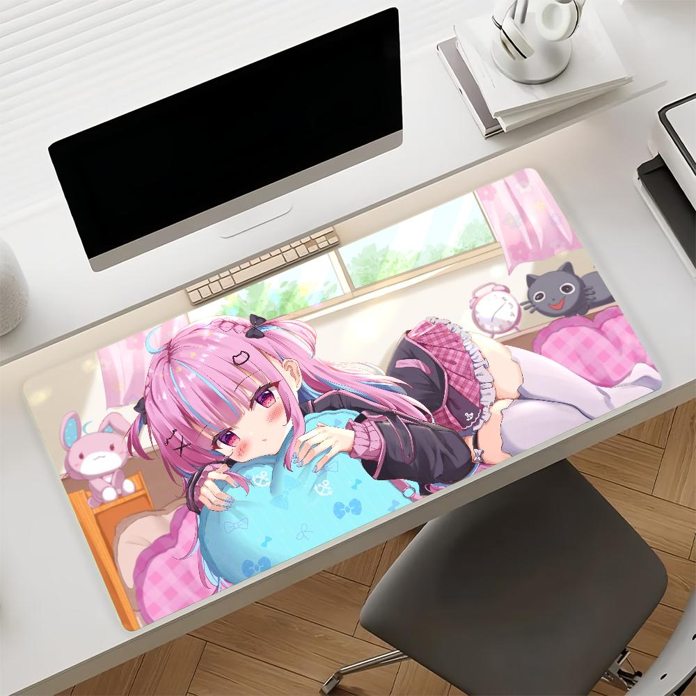 Vtuber Minato Aqua Anime Gaming Mouse Pad Antislip Rubber Base Large Pc Keyboard Laptop Desk Mat For Office Student Home