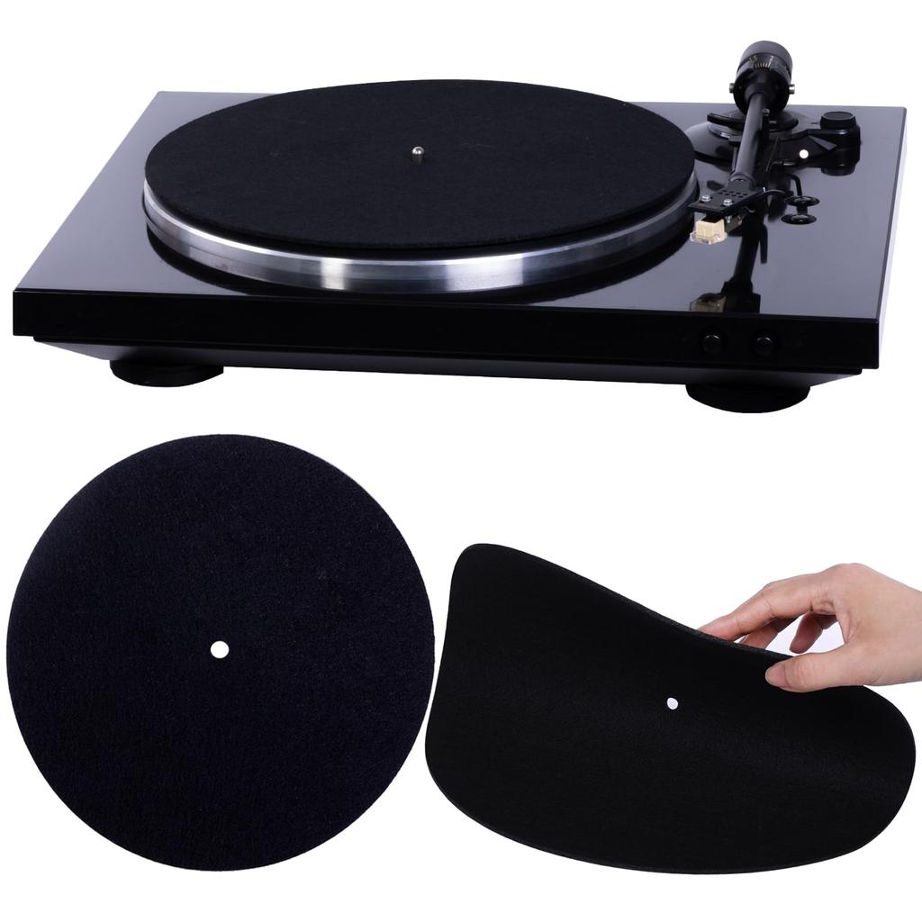 Record Turntable 3mm Mat for Record Black 12-inch Mat, Mat, Stable, Thick, Anti-Static, Vibration-Dampening Players,
