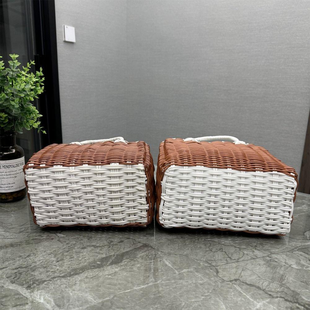 Plastic Storage Basket Square Woven Handbag Creative Hanging Baskets  Vegetable
