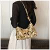 1pc Golden Sequin Crescent Shaped PVC Shoulder Bag For Women