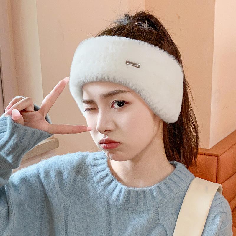 Headband, Empty Top Ear Protection Hat, Winter Warm and Windproof Knitted Confinement Hat, Big Head Circumference Versatile Outdoor Sports Running Hat