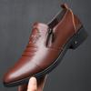 2024 Spring and Autumn New Men's Dress Leather Shoes Men's British Business Pointed Shoes Embossed Fashion Foot Shoes 1016