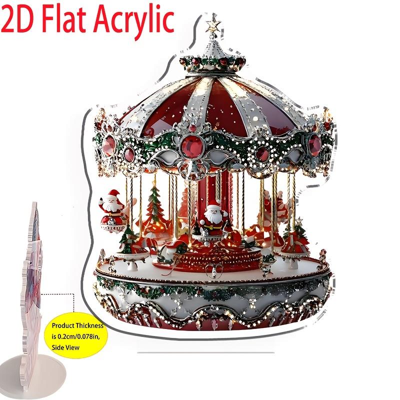 

1Pcs Christmas Merry Carousel 2D Christmas Scene Festival Decor Bedroom Office Desktop Ornaments Home Decoration Christmas Gifts