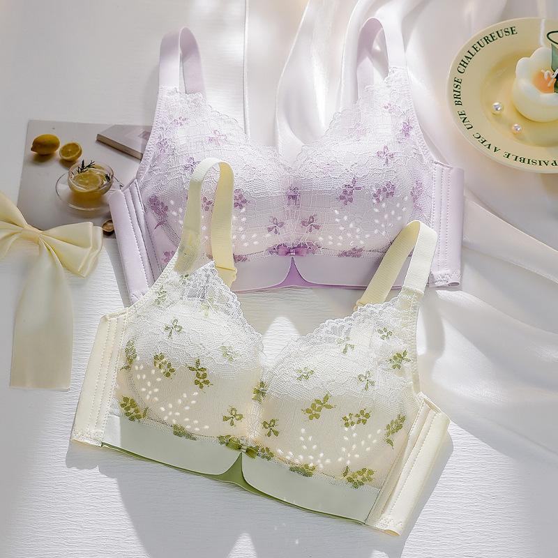 Summer thin hole cup bra cover gathered without steel ring lace adjustment type breathable