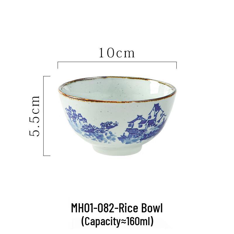ZISIZ Hand-Painted Japanese Ceramic Rice & Soup Bowl Set
