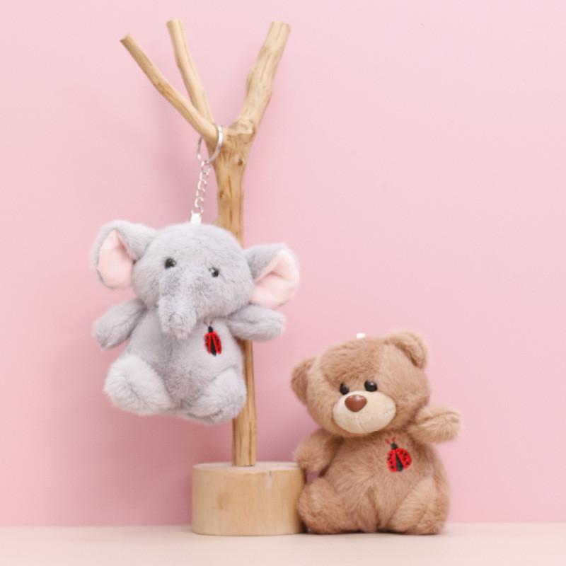 Ladybird Rabbit Elephant Bear Husky Plush Toy Keychain Stuffed Dolls Animal