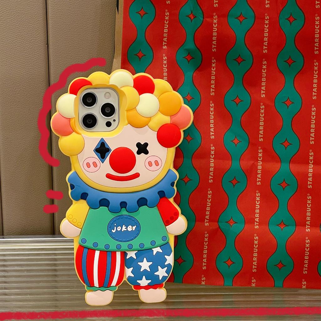 For iPhone 15 Pro Max Silicone Case Cute Joker Design Shockproof Phone Back Cover
