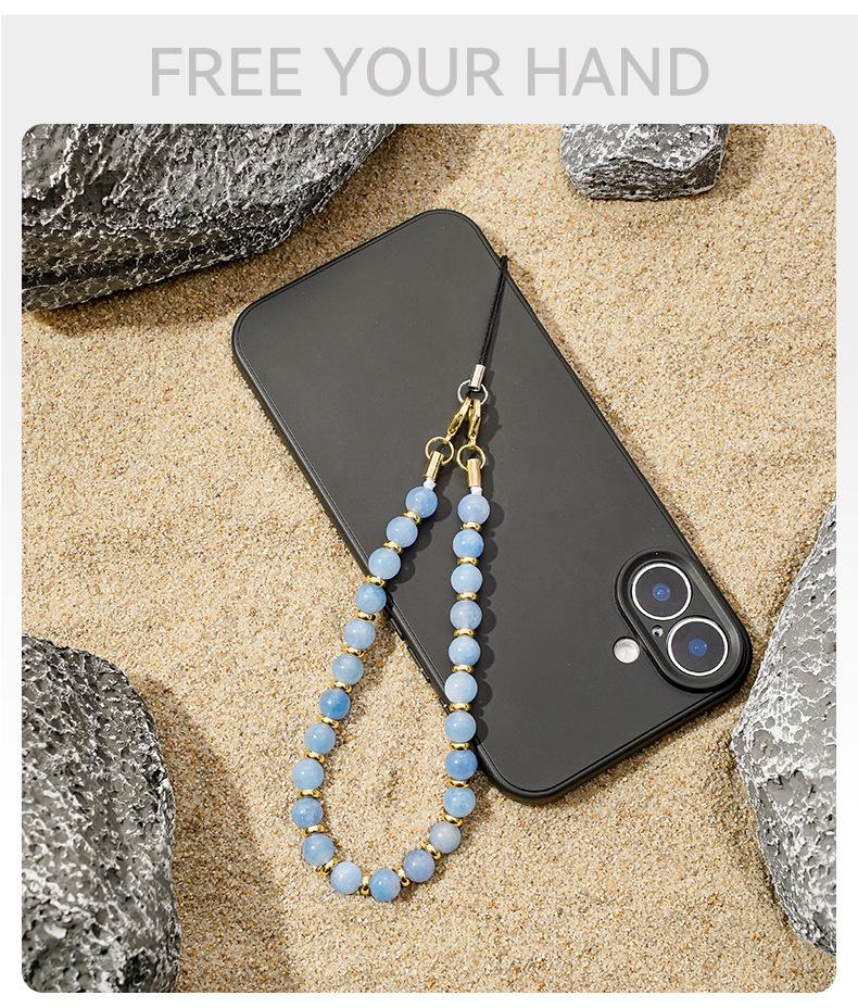 High-End Men's & Women's Fashion Cat's Eye Stone Beaded Phone Chain Lanyard