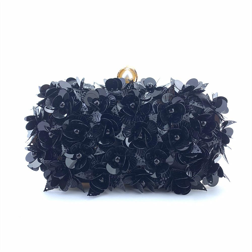 

Beaded Floral Evening Clutch Women Fashion Banquet Handbag Elegant Party Prom Shoulder Bag Female Metal Chain Crossbody Purse чёрный