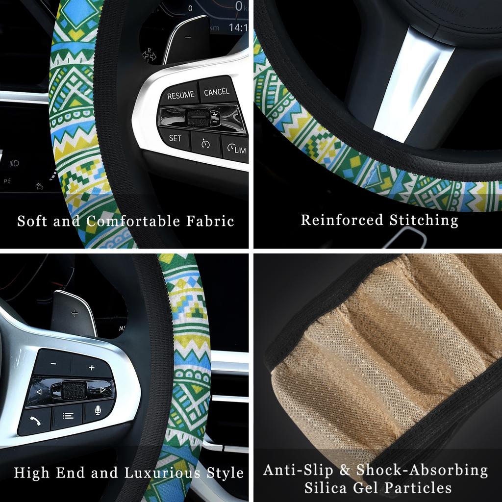 Car Steering Wheel Cover Non-Slip Breathable Bohemian Car Steering Wheel Cover - No Inner Ring Universal Handlebars Accessory