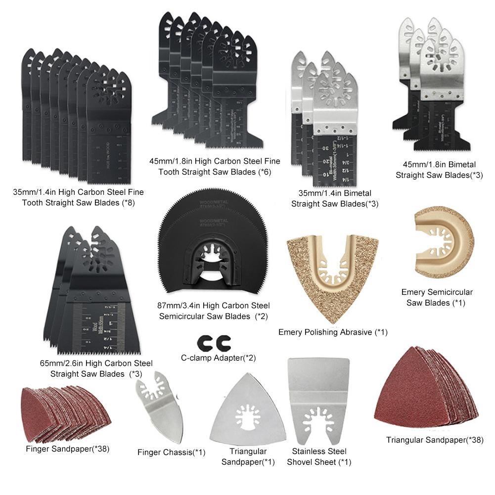 108 buc Pânze de ferăstrău oscilant universale Oțel carbon ridicat Set de scule de tăiere și lustruire Compatibil pentru