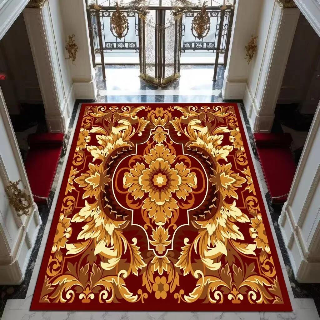 

Red Gold High-end Luxury Carpet Living Room Large Area Rug Europe and America Home Decoration Bedroom Rug Washable Floor Mat 60x90cm