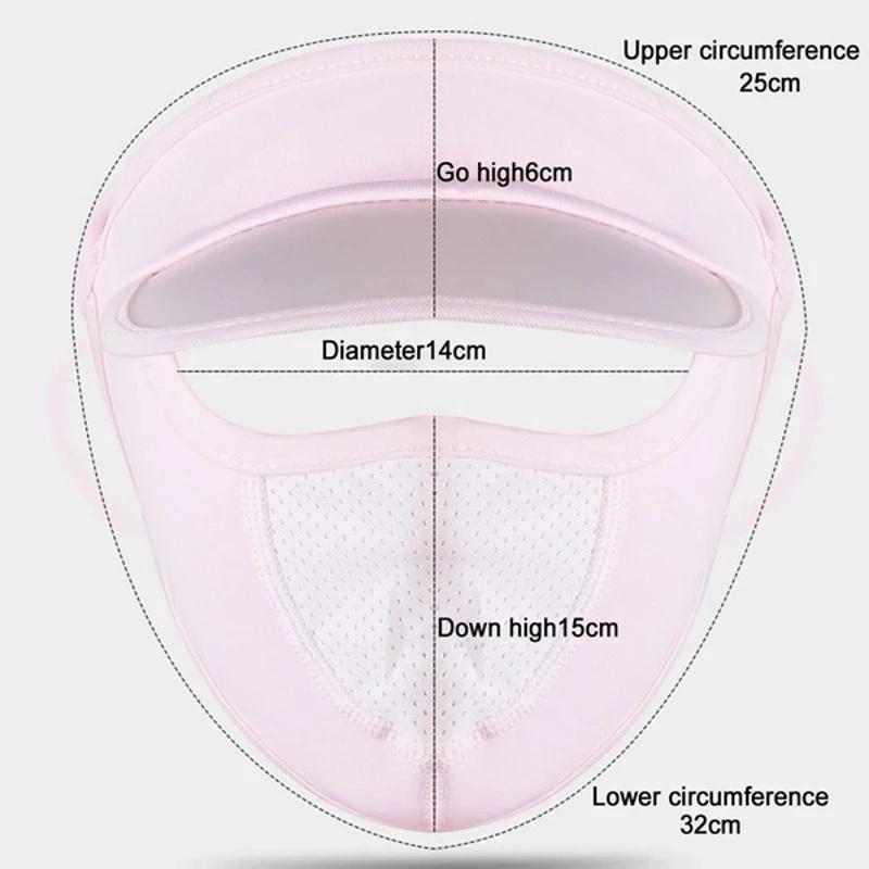 Women Thin Breathable Ice Silk Sunscreen Long Neck Full Face Mask Summer UV Protection Cycling Outdoor Beach Sun Hat