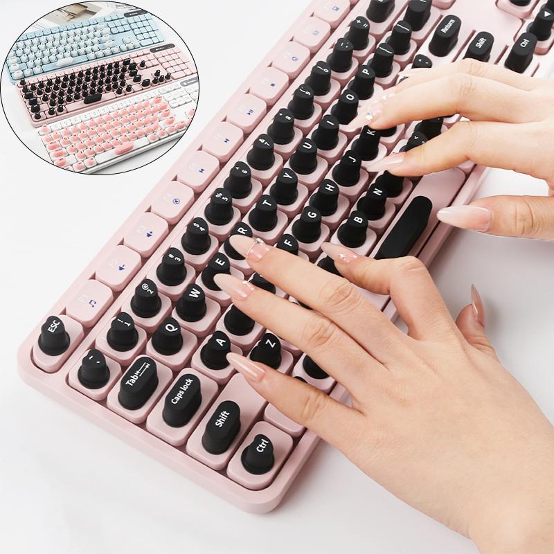 70PCS Raised Keyboard Stickers for Long Nails Universal Nail Art Keyboard Bubbles Soft Silicone Keycaps for Girls Office Gaming