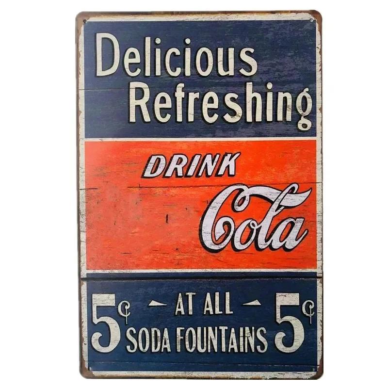 Vintage Metal Tin Signs Decor Retro Plaque Drinks Art Wall Posters for Kitchen Bar Pub Club Man Cave
