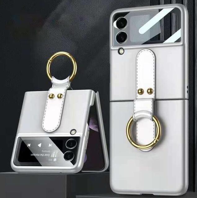 Fashion Lens Glass +Ring Case For Samsung Galaxy Z Flip 3 5g Cover Anti -Knock Luxury Cases For Flip3
