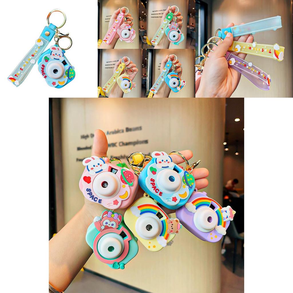 Adorable Cartoon Projection Camera Keychain Charming Gift For Students And Car Owners