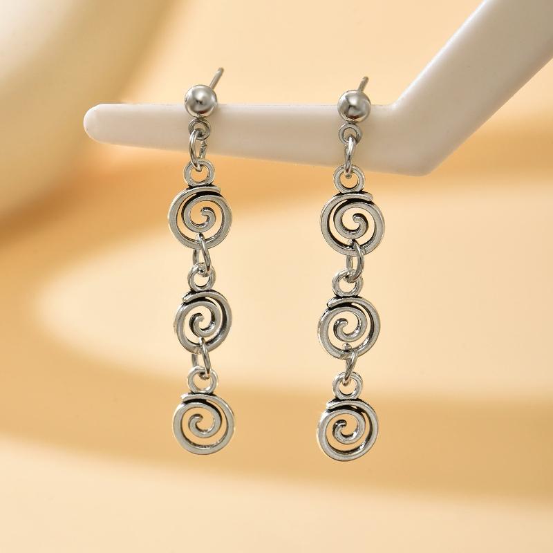 Retro Trendy Geometric Vortex Pendant Earrings, Women's Personalized Creative Punk Style Holiday Party Accessories