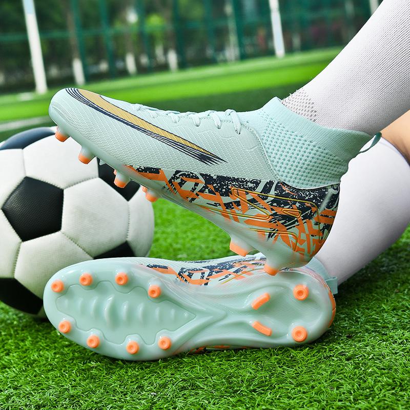 New High-Top Ag Long Nails Tf Broken Nails Football Shoes Outdoor Grass Non-Slip And Wear-Resistant Competition Training Shoes Men