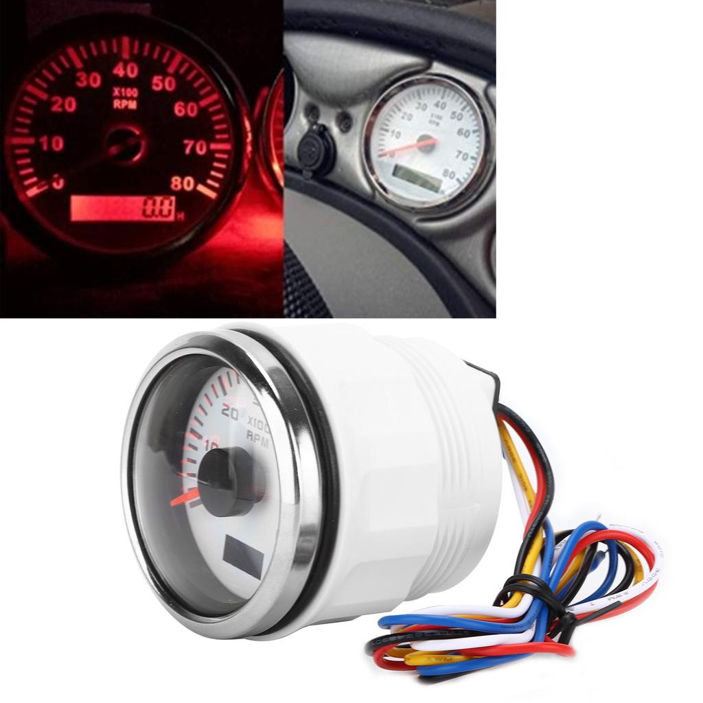 52mm 6K Pointer Tachometer Gauge IP67 Waterproof for 1?8 Cylinder Motorcycle Gasoline Car Boat