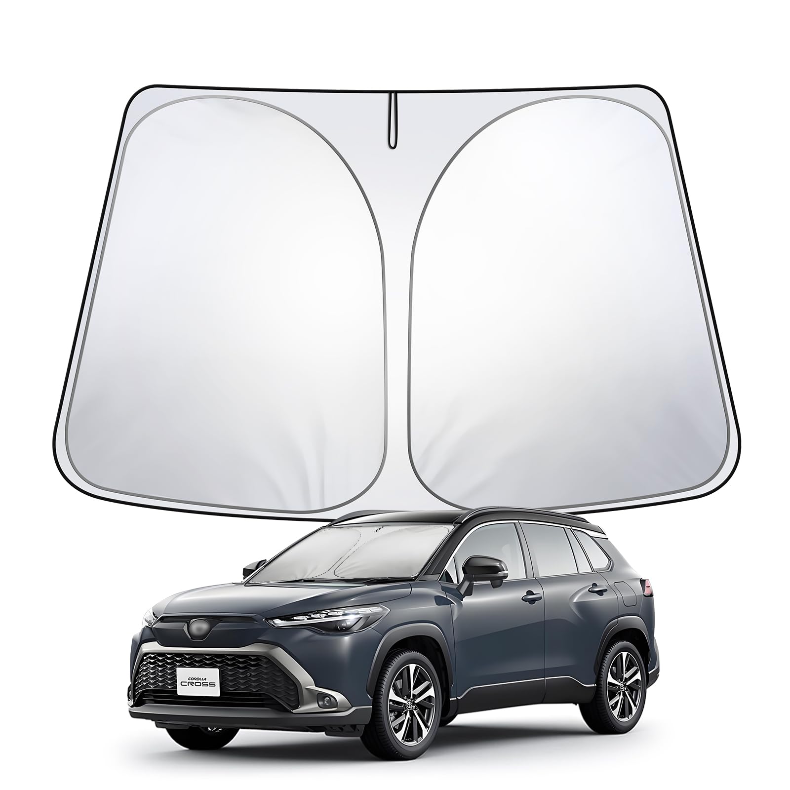 

LANGBEAN Эксклюзивный солнцезащитный экран для внедорожника Toyota Corolla Cross 10-й серии Улучшенный тип для лобового стекла Защита от УФ-лучей Солнцезащитный экран Солнцезащитный экран Складной солнцезащитный экран белый