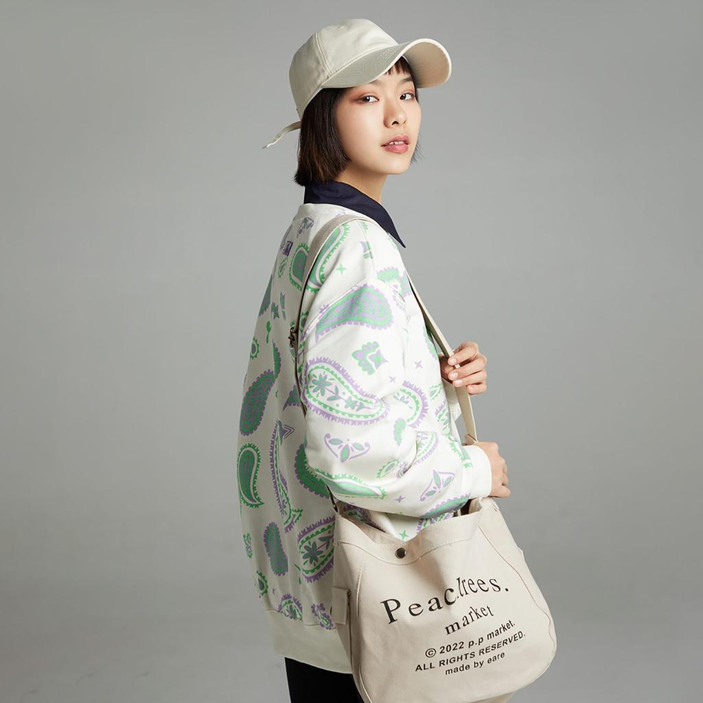 MLB Cashew Flower Sweatshirts Unisex Cream Crew Neck Moderate 3AMTI0224-50CRS