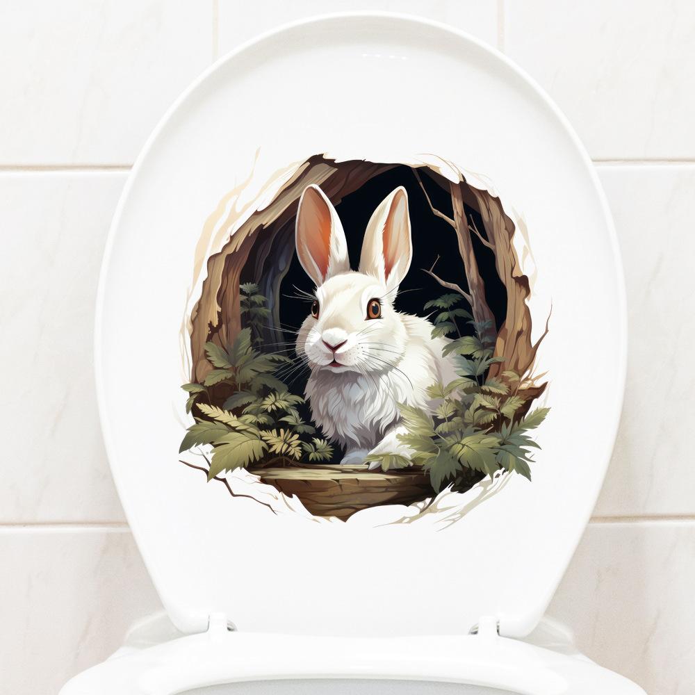 Creative 3D Various Cartoon Animal Toilet Lid Sticker Bathroom Wall Decal Home Decor