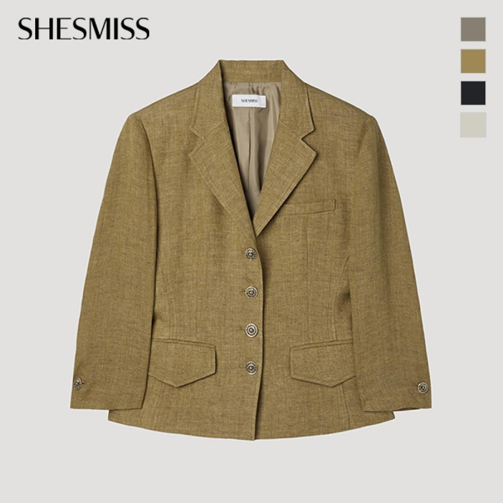 [shs Miss] Short Sleeve Linen Slim Fit Jacket Swwjkp22160