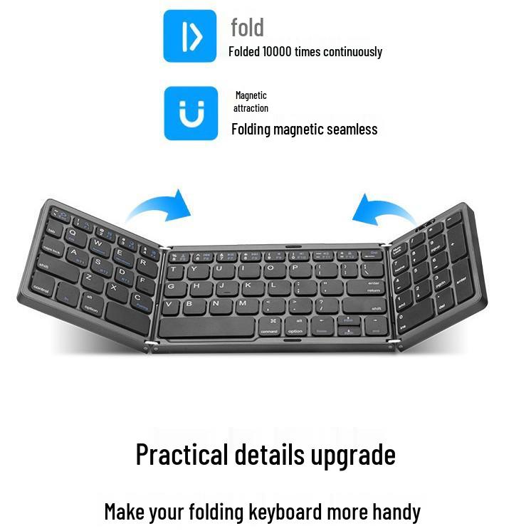 Ultra-Thin Bluetooth Tri-Fold Keyboard with Touchpad – Universal for Phone/Computer, Portable & Wireless
