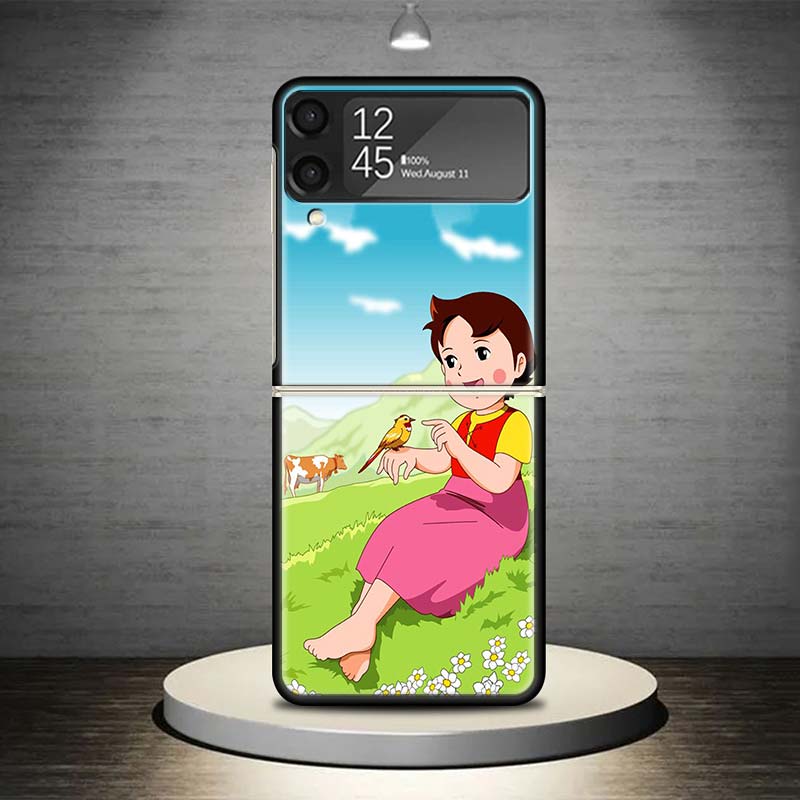 Heidi Cute Cartoon Phone Case For Samsung Galaxy Z Flip 7 6 5 4 3 5G Shockproof Cover Z Flip7 Flip6 ZFlip5 Flip3 Flip4 Luxury Sh