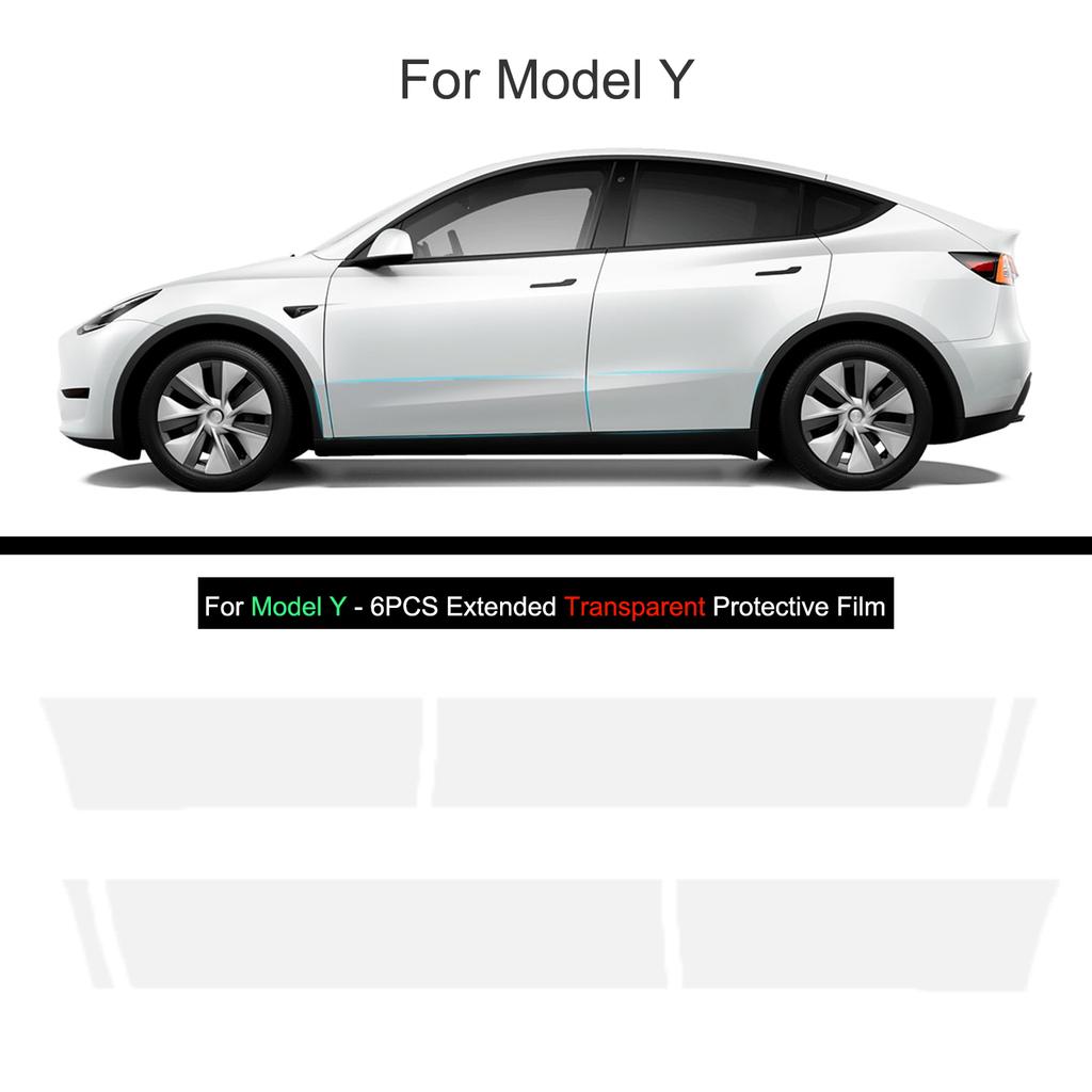 Black TPU Car Body Protective Film Invisible For Tesla Model 3/Y 2017-2025 Front Rear Door Extended Transparent Car Clothing Set