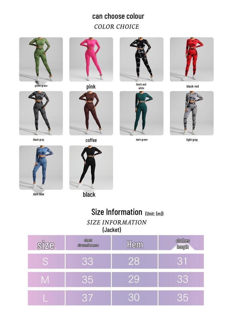 European American Tie-Dye Butt-Lift Yoga Set: Long Sleeve, Seamless Fitness Clothing with Hollow Out Design