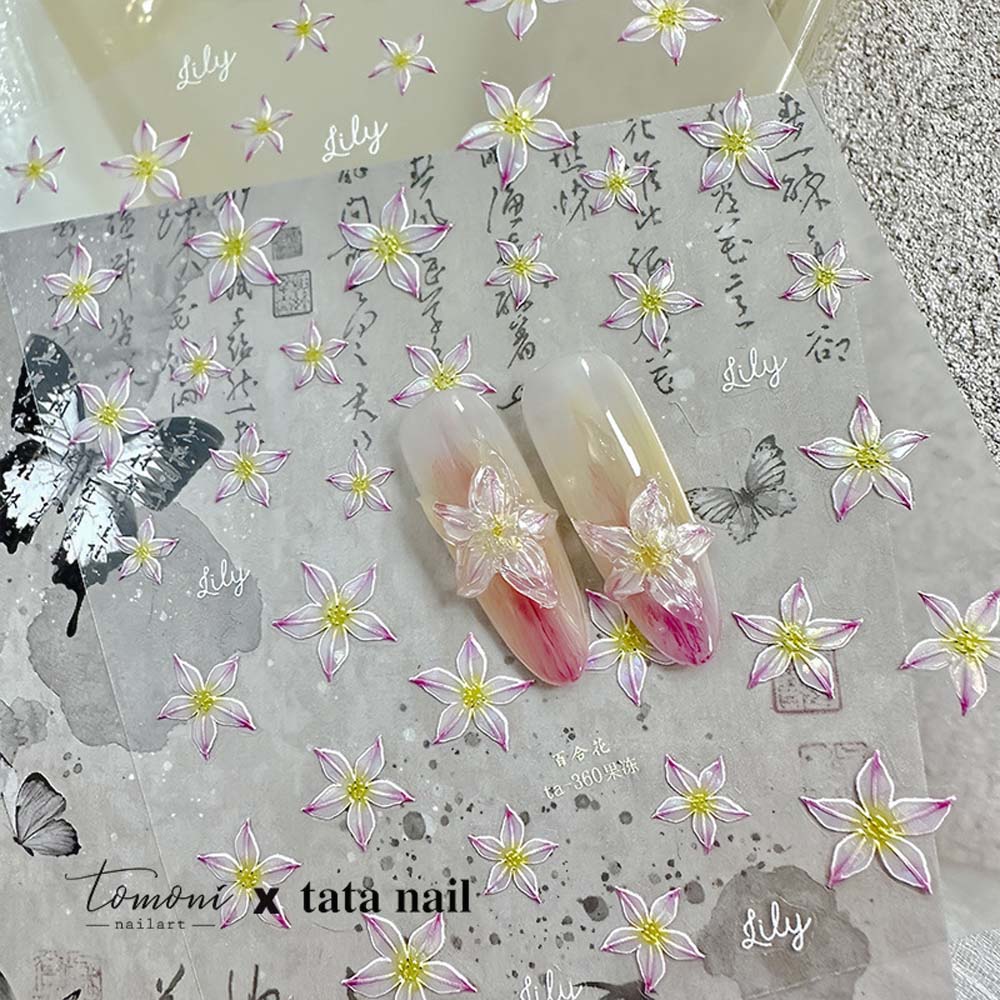

Manicure Accessories Jelly Flower Nail Decals Nail Ornaments Flower Nail Art Decoration Nail Salon Rose Red-Embossed